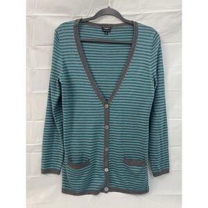 Talbots Merino Wool Cardigan Sweater Women's Sz M Button Front‎ Striped